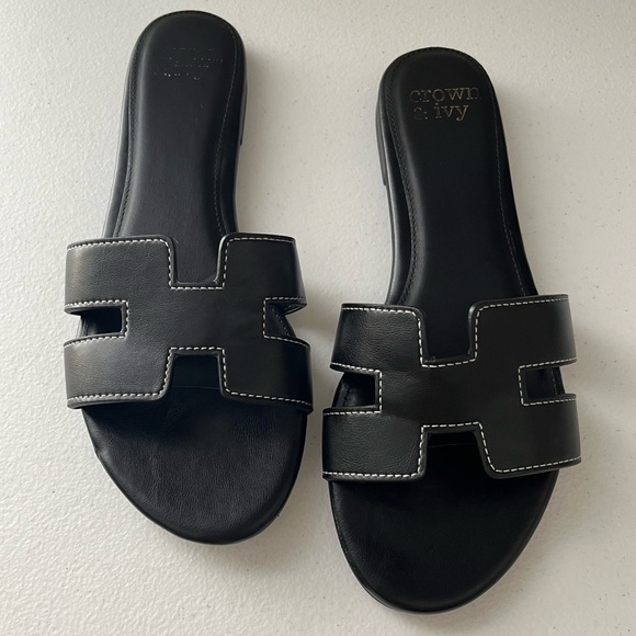 crown & ivy Shoes - Crown & Ivy Women’s Black Slip-On Comfort Sandals | Size 8.5 | Spring | Low Heel
